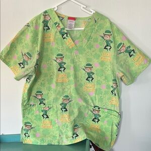 Lucky Charms Green Scrub Top